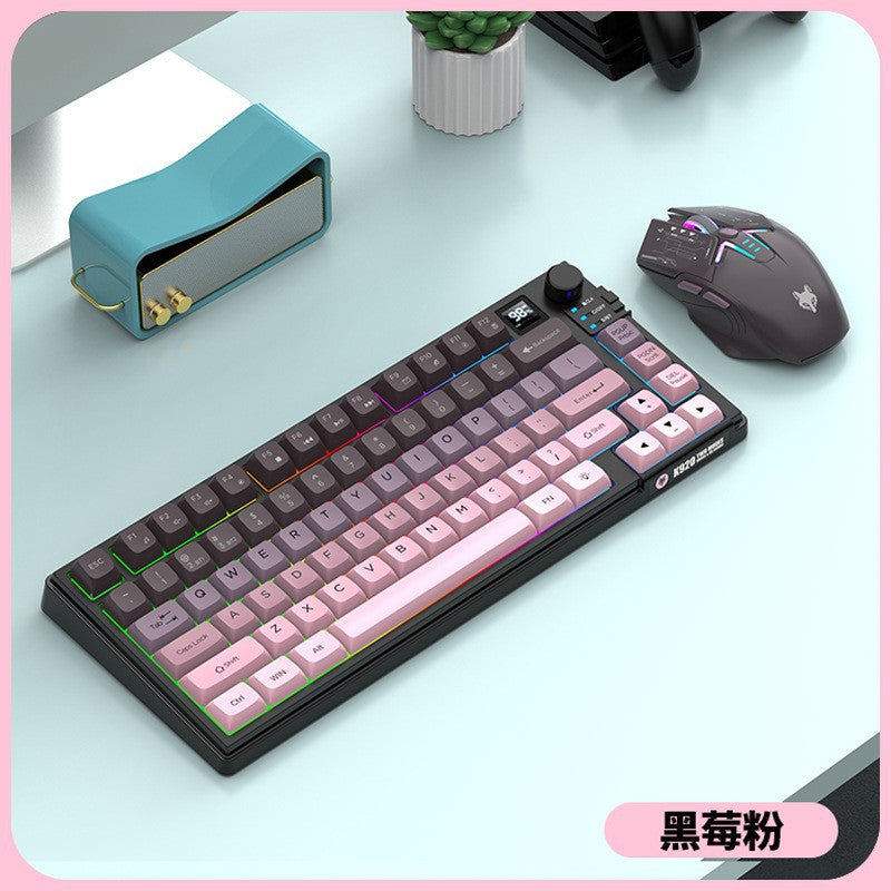 Dazzling silver fox k920 wireless bluetooth dual-mode mechanical feel keyboard and mouse combo with display knob and tri-color design