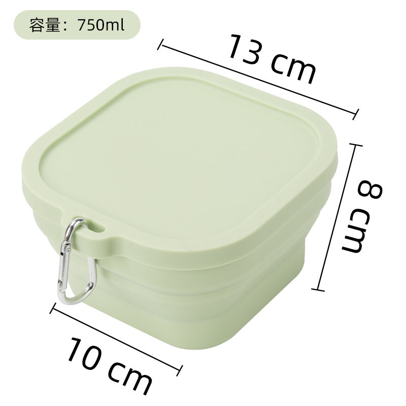 Portable outdoor travel silicone foldable small square bowl lunch box cutlery set food grade silicone instant noodle bowl