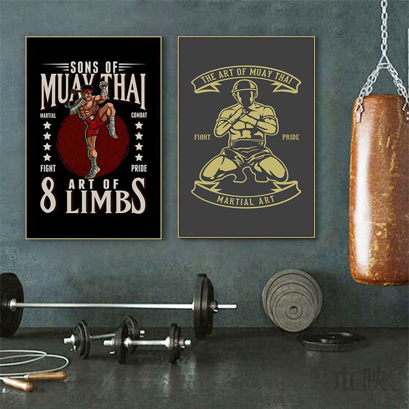Fighting decorative painting Boxing gym training wall hanging painting Muay Thai Sanda Fighting gym American poster Sports mural