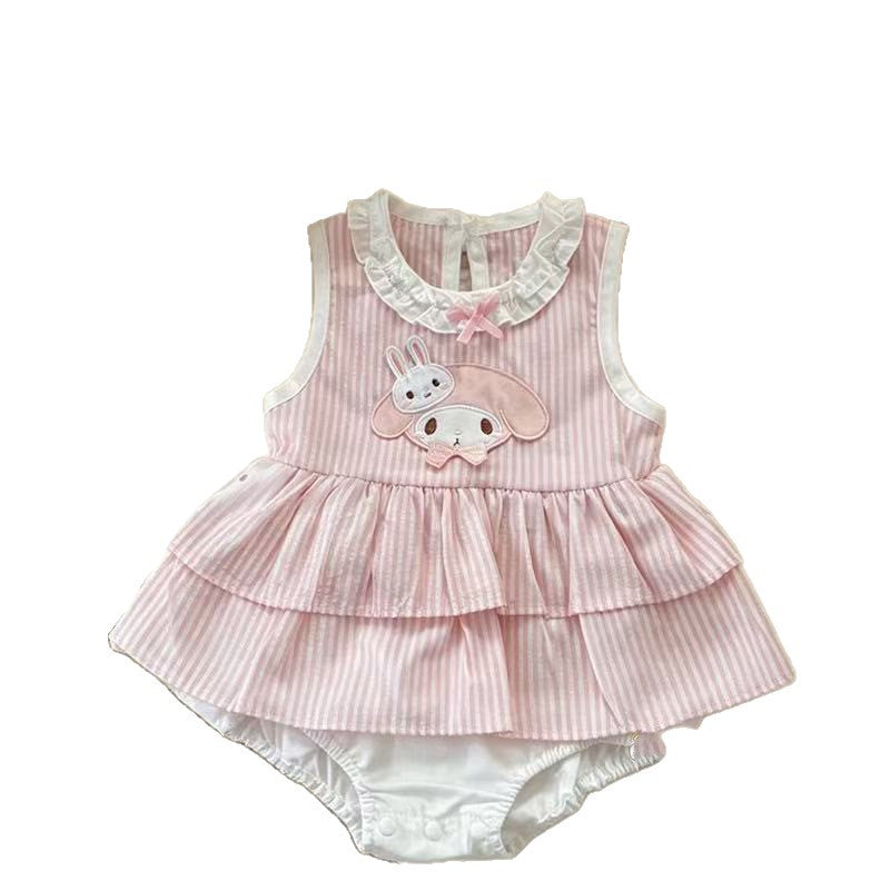 Summer lightweight princess style baby romper dress - sweet lace sleeveless vest dress - super cute romper dress