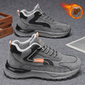 Winter new men's shoes: fleece-lined, warm, double-layer cotton shoes for men - waterproof, slip-resistant, work safety, wear-resistant, thick-soled athletic shoes