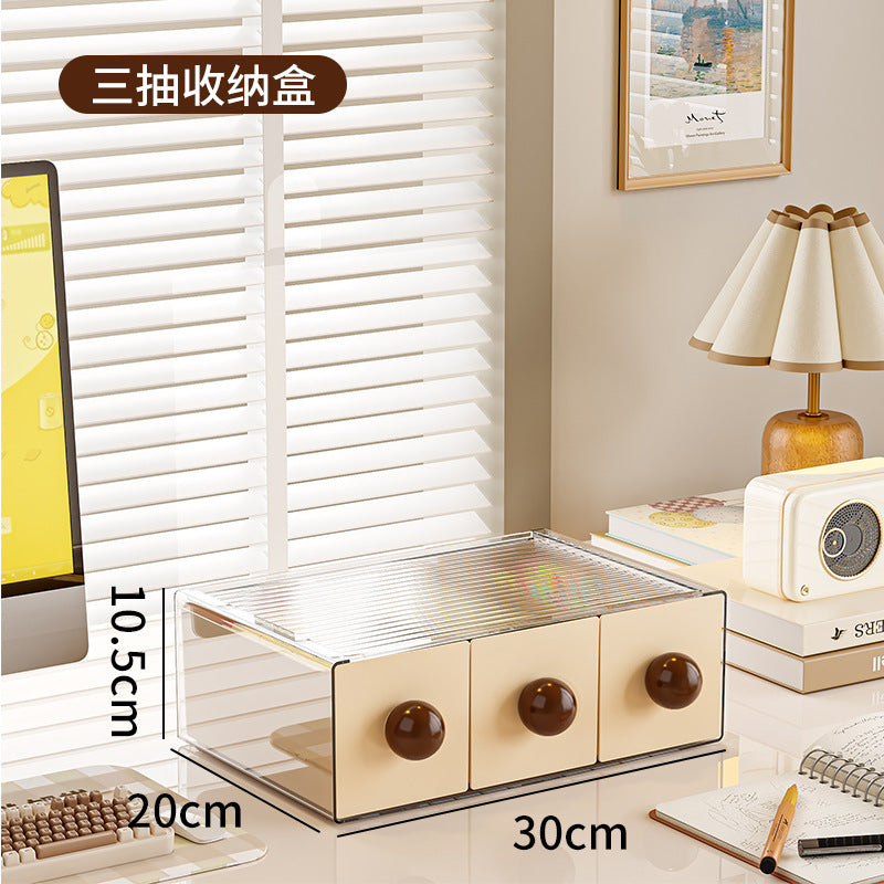 Desktop Stationery Storage Box Handmade Ledger Drawer Shelf Desk Station Organizing Box Dust-proof Storage Box