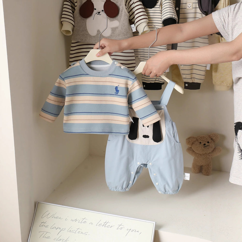 Baby clothes spring/autumn set overalls boy baby clothes toddler spring/autumn long sleeve cartoon puppy outing outfit