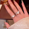 Xiaohongshu best selling gentle and cool camellia ring for women classytrendyeasiest for match open ring pearl hand jewelry