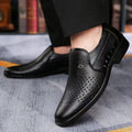 New arrival business hole cool leather shoes men's casual wedding groom british sandals summer breathable youth pointed toe men's shoes