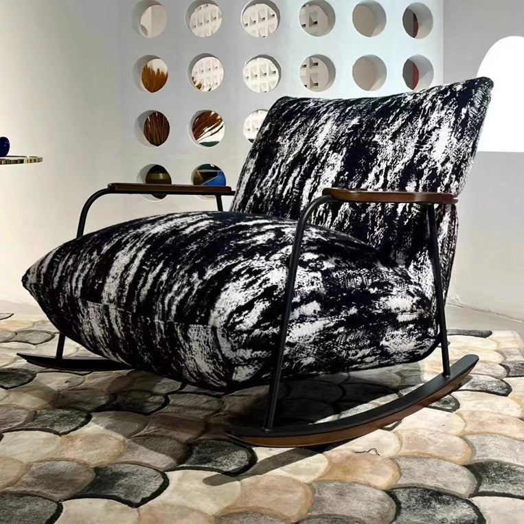 Ink painting retro rocking chair for home single bedroom living room balcony lazy sofa casual lounge chair casualaccessible luxury style