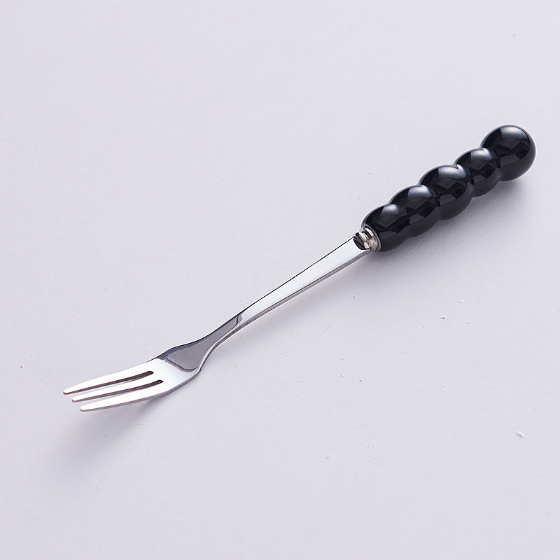 Minimalist ceramic fruit fork set - stylish, luxurious, and high-quality. ceramic handle fruit picks with stainless steel forks and spoons - wholesale
