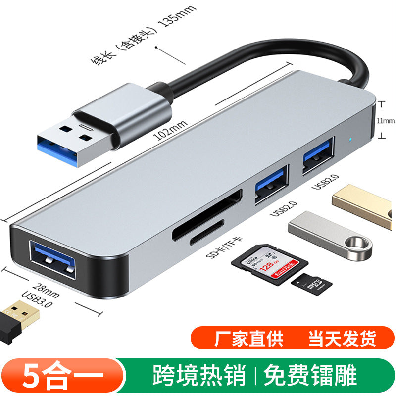 Usb 3.0 hub with tf card & sd card reader - multi-interface, high-speed, portable for laptops and pcs