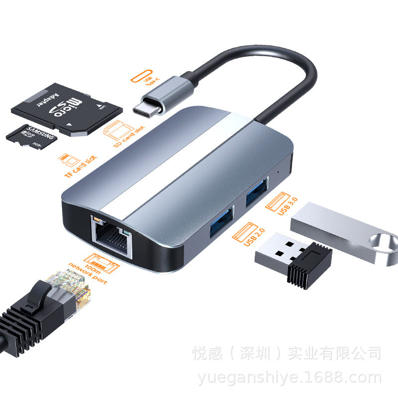 docking station usb3.0hub splitter is suitable for apple type-c to rj45 network card hub