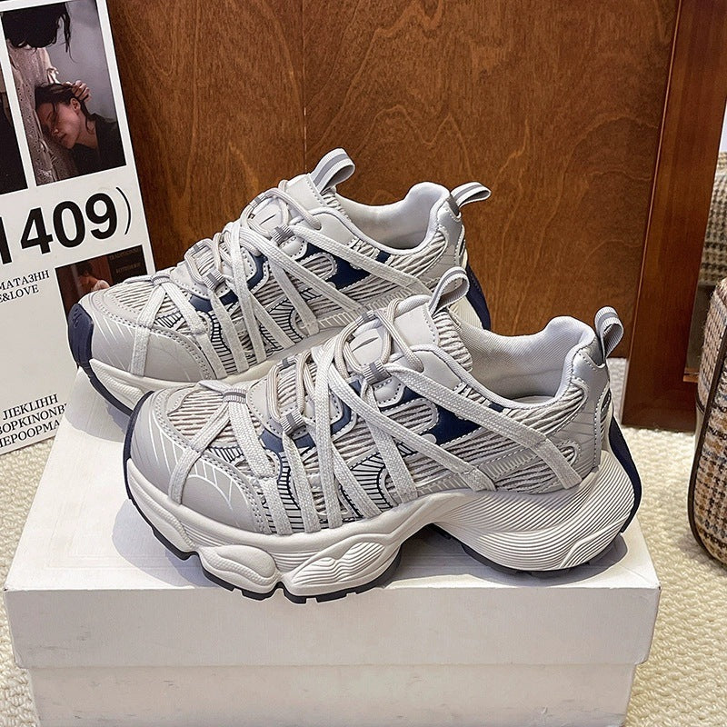 Thick sole strap dad shoes women's 2026 spring new petites heightened slimming lookeasiest for match lightweight sports casual shoes