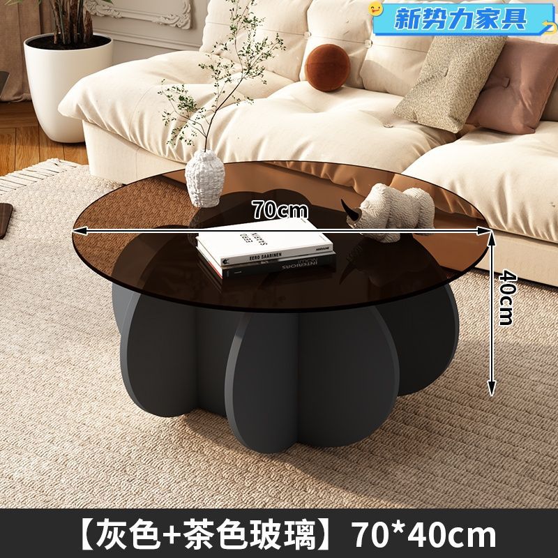 Glass coffee table accessible luxury modern living room for home small apartment casual round popular table normcore pumpkin coffee table
