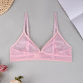 European and american wholesale transparent mesh women's underwear cross-border ultra-thin lace bra wireless triangle cup bra