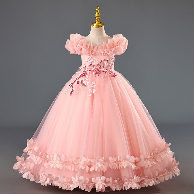 in stockgirl dress princess dress flower children's dress wedding dress evening dress catwalk gauze skirt kids 61 costumes