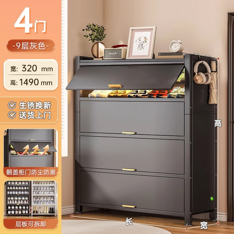 Steel shoe cabinet for home, entryway, and hallway - large capacity, floor-standing, dustproof, multi-functional storage shoe rack