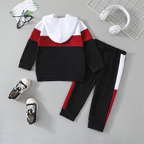 Kids' boys' clothing set: plaid bear hoodie and patchwork pants - autumn/winter collection