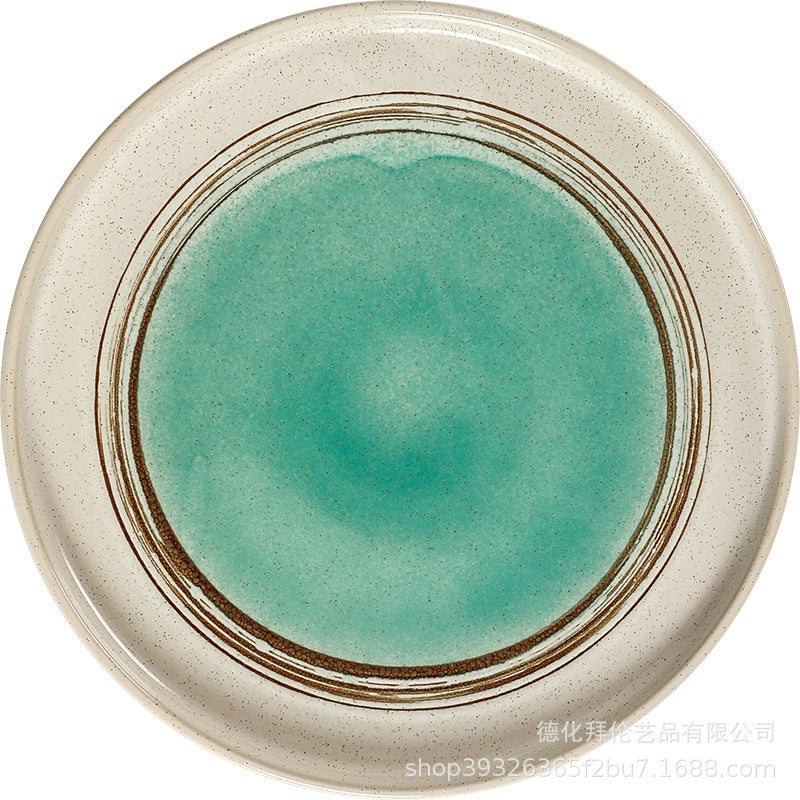 Japanese retro ceramic plate creative steak plate hotel commercial western food plate for home rice plate vegetable flat plate wholesale