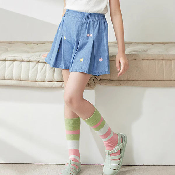 Girls' denim shorts - summer  new collection: stylish and versatile lightweight shorts for toddlers and big kids, perfect for summer outfits