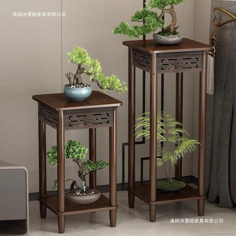 Pothos solid wood flower stand living room bedroom coffee table for homemovable small table sofa side table side cabinet extremely narrow coffee table stand