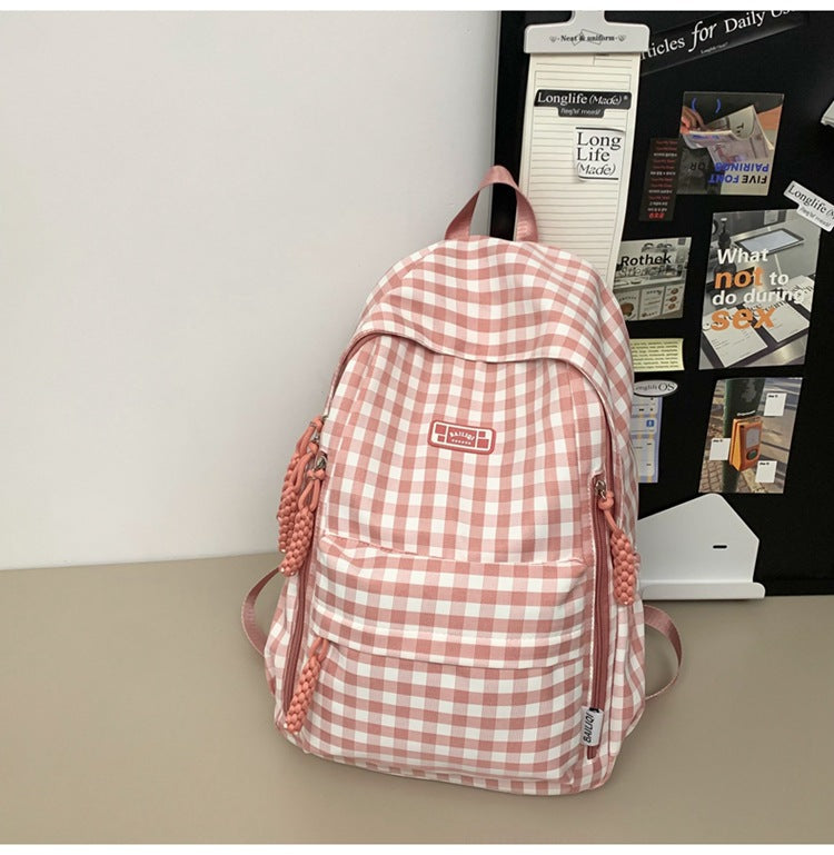 Wholesale women's backpack - fresh & chic school backpack for middle and high school students - plaid design, large capacity, new 2025 collection