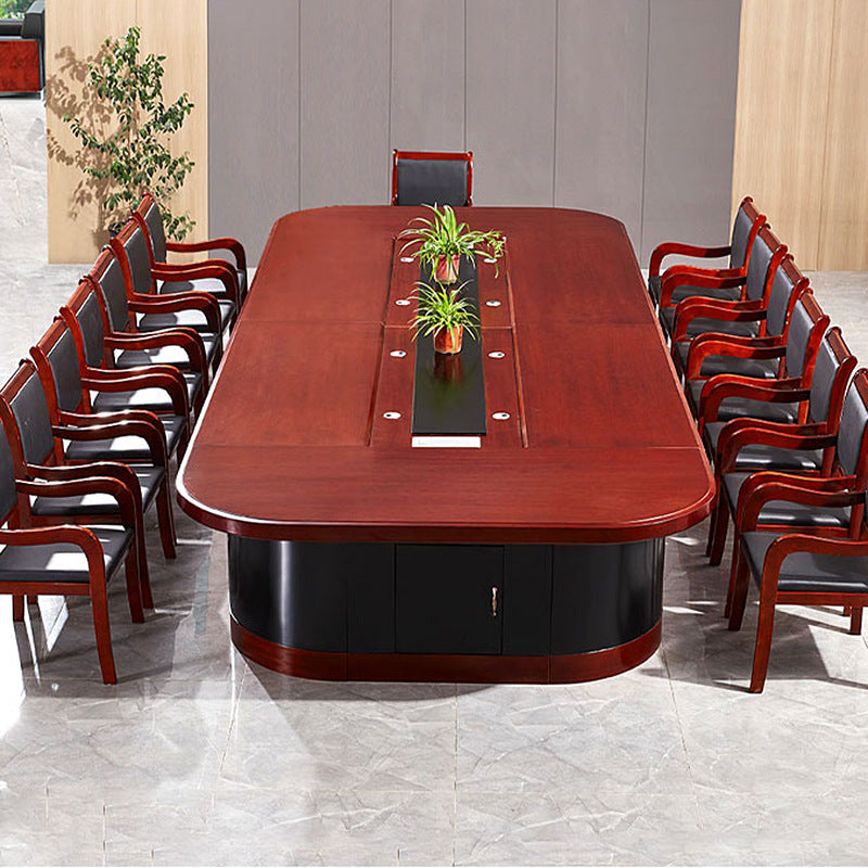 Saint li paint conference table with solid wood veneer, large oval negotiation table and chair set for corporations