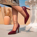 Huizhou women's high heels wine red stiletto slip-on high heels fashion party pointed toe casual high heels