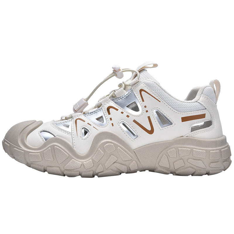 Fashionable outdoor hollow-out casual shoes for women, 2026 summer new collection, chunky sneakers, running shoes, hiking shoes, dad shoes