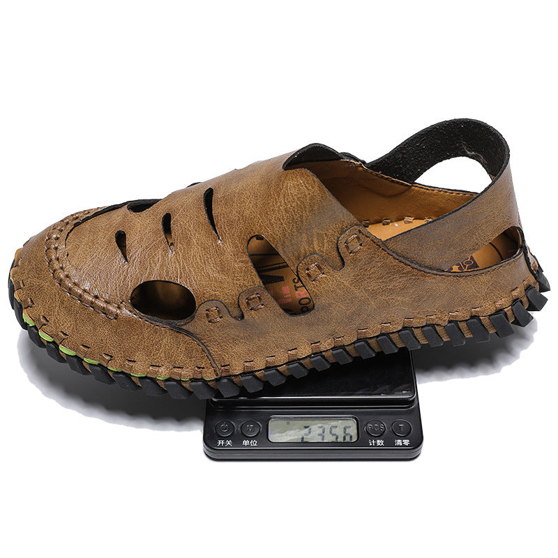 Cross-border large-size sandals men's shoes new summer breathable bag head casual men's shoes soft-soled men's beach shoes one pedal