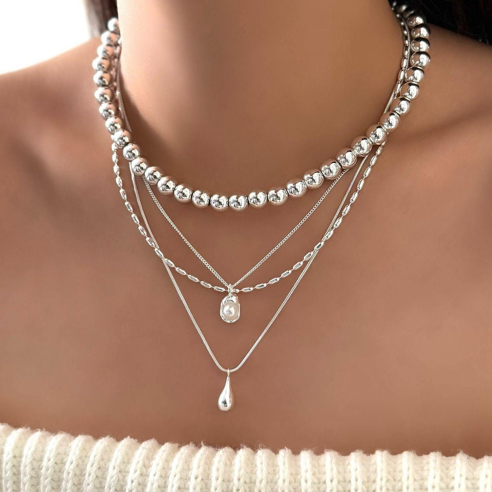 Stacked sweater necklace wholesale cross-border fashion multi-layer design pendant jewelry women's versatile autumn and winter beaded necklace