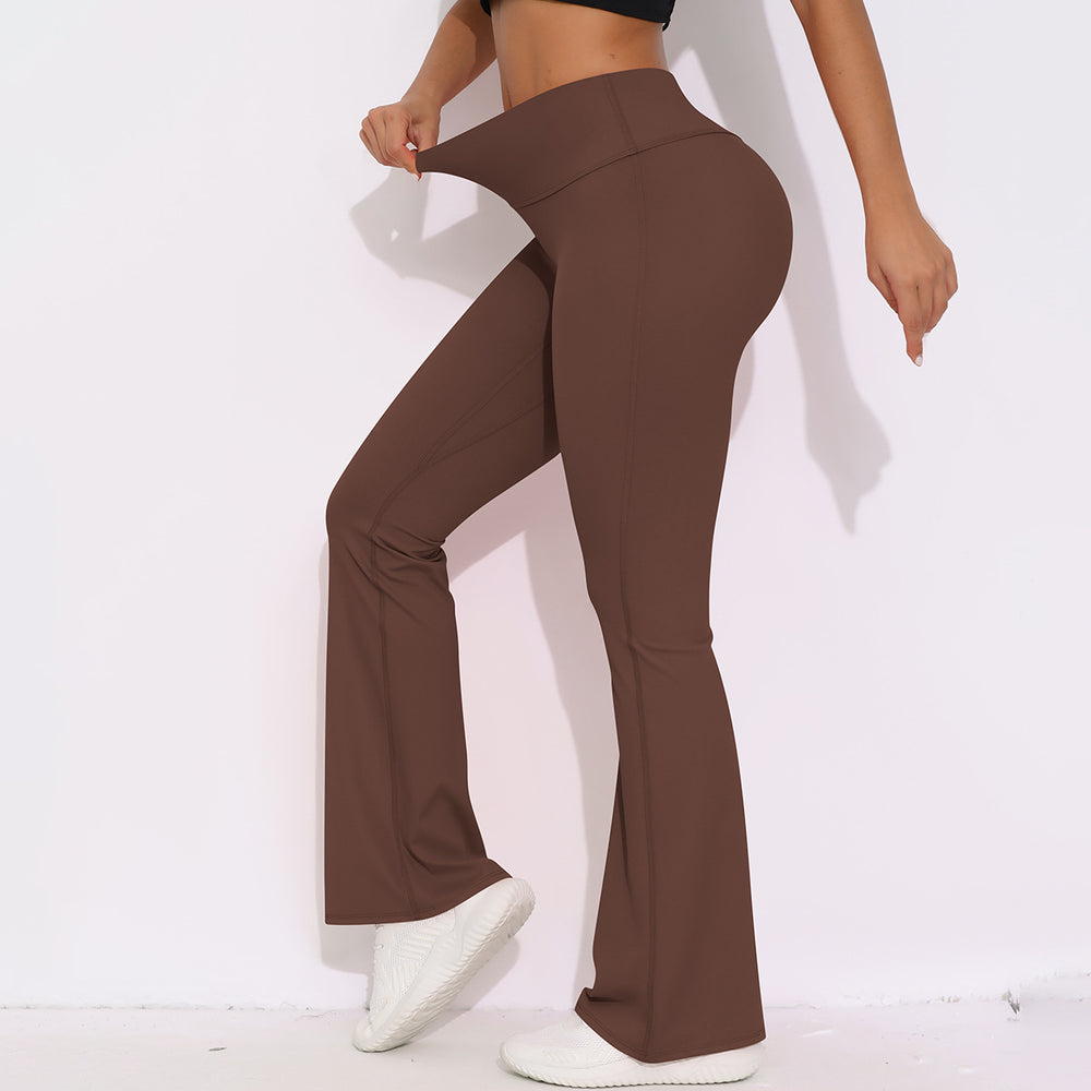 Fashion nude wide leg tight yoga pants high waist hip lifting quick drying micro flared pants casual sports fitness pants flare pants