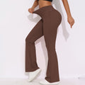 Fashion nude wide leg tight yoga pants high waist hip lifting quick drying micro flared pants casual sports fitness pants flare pants