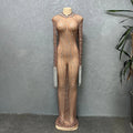 supply custom high-end rhinestone mesh elastic european and american african sexy slim dress in stock