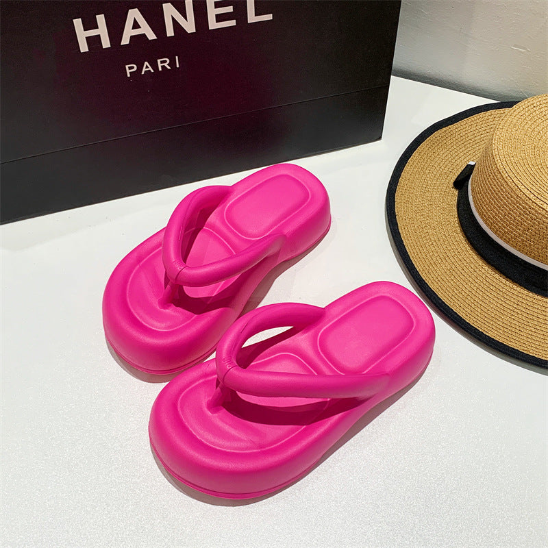 2025new arrival stepping on shit touching flip flops for women summer ins trendy fairy style casualthick sole flip flops beach sandals