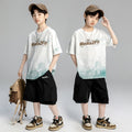 Boys' short-sleeve and shorts set: trendy crew neck t-shirt for boys, summer , versatile base layer, athletic top