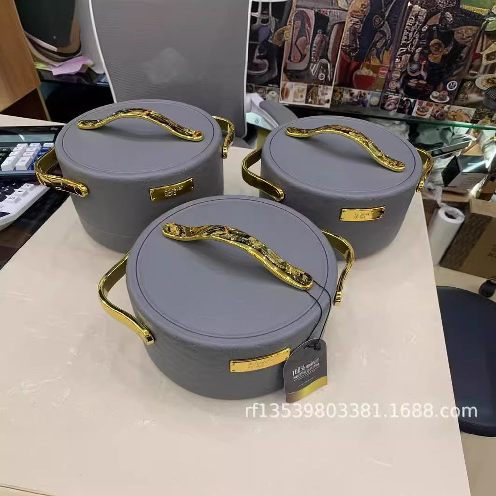 cross-border hot-selling 3pcs food warmer gold label insulated lunch box 1.5l-2l-2.5l insulated tableware