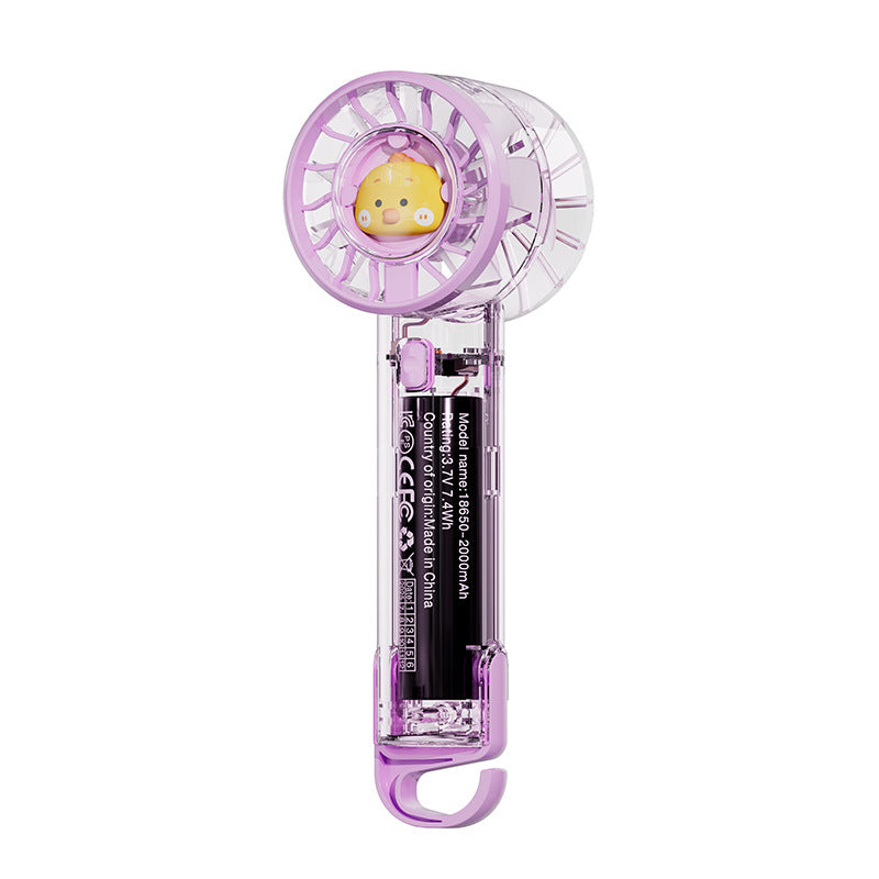 2026 new cross-border transparent handheld fan - mini outdoor portable turbine fan with carabiner clip - student fan