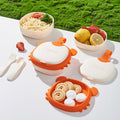 Baby outing food bowl kids portable meal plate silicone eating bowl drop-proof takeout baby utensil set