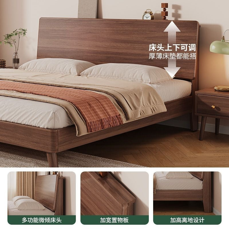 Oak solid wood bed casual1.8mfor home bedroom rental room thickened double bed master bedroom bed large bed