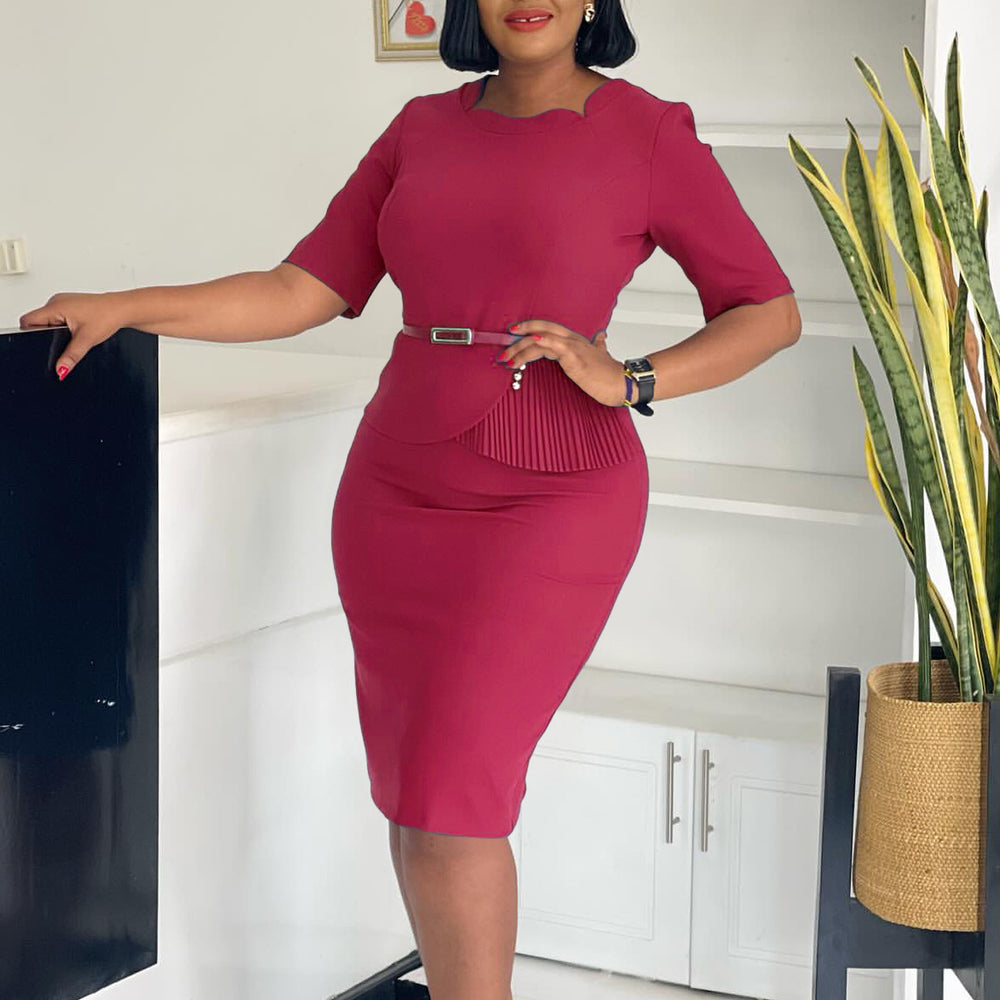 D521  foreign trade women's clothing  summer new fashion solid color ol bodycon african european and american dress