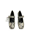 European and american style women's flat shoes - spring new arrivals: fashionable square toe snake print ankle strap mary jane ballet flats