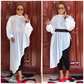 African women's clothing  fashion solid color plus size mother's dress irregular chiffon cross-border dress