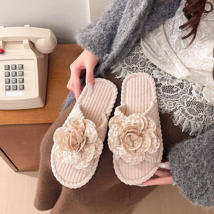 Exportplus sizenew arrivalflower slippers open toe flats indoor home easiest for matchpopularfashion confinement cotton slippers