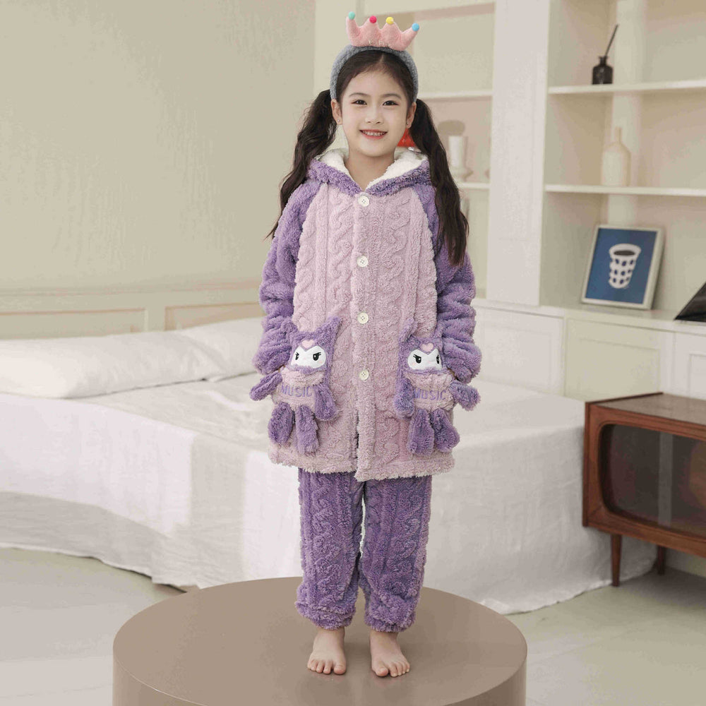 Kids pajamasfall and winter style new arrival coral velvet girl nightgown autum flannel big child girl bathrobe warm