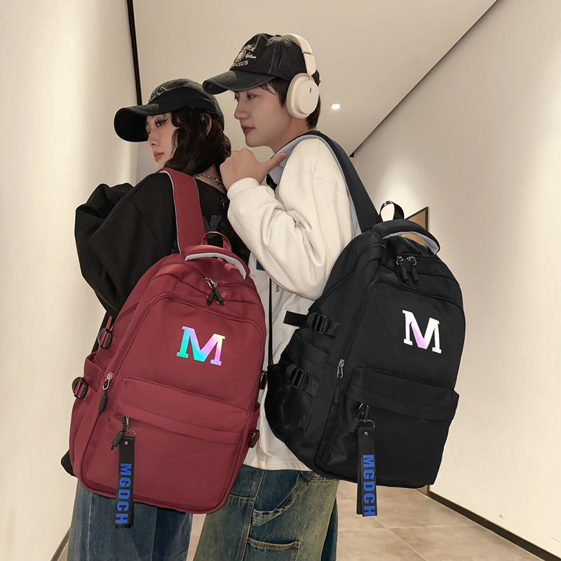 New large-capacity night reflective backpack, junior high school and high school students schoolbag waterproof, wear-resistant and lightweight computer bag