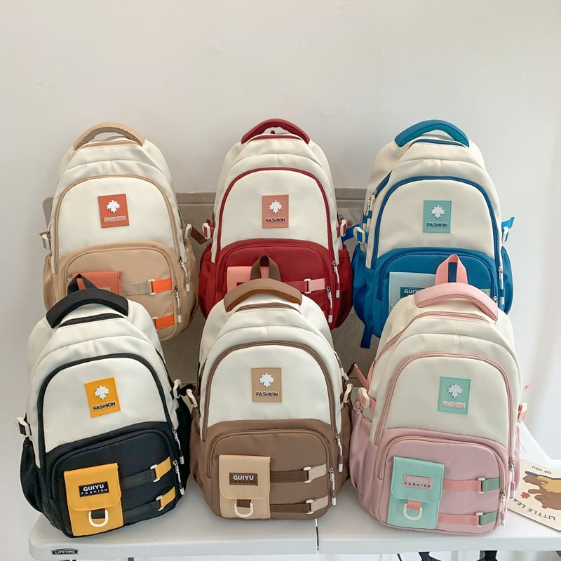 New casual backpack Korean version large capacity junior high school student schoolbag simple Japanese Korean version couple backpack