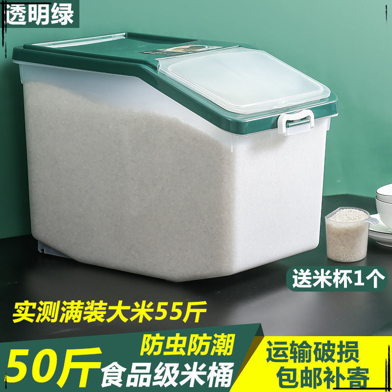 25Kg Multifunctional Rice Tank Household Rice Bucket Rice Storage Tank Rice Box Kitchen Flour Box 10kg Insect-proof and moisture-proof storage bucket