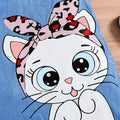 summer cute girls' dress -  wholesale - blue cartoon cat pattern flutter sleeve girl's dress