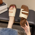 2025 new summer thong sandals women's korean style retro minimalist one-strap roman sandals fashionable outdoor slides