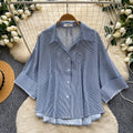 Korean style fashionable young lady shirt -  new arrival - versatile commute, casual, slimming long sleeve striped top for summer