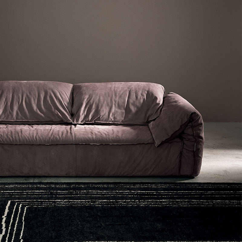 Foshan furniture little elephant ear leather sofa italian normcore living room straight row down genuine leather lazy fabric sofa