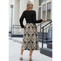 fall/winter women's long-sleeve casual flowy a-line bohemian midi dress